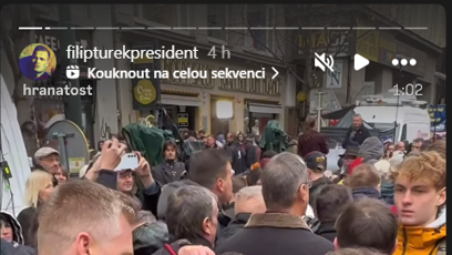 FOTO: Filip Turek sdílel video ze svého pochodu Národní třídou.