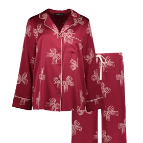 Bordó pyžamo s mašlemi, F&F, 899 Kč