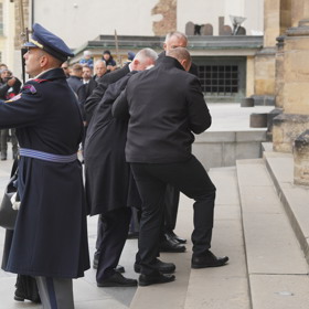 Miloš Zeman na pohřbu Dominika Duky.