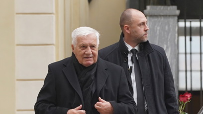 FOTO: Václav Klaus na pohřbu Dominika Duky.