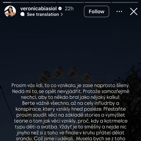 Veronica Biasiol se vyjádřila ke vztahu s Matějem Dejdarem. 