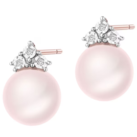 Náušnice z růžového zlata s diamanty a perlami, Apart, 9390 Kč