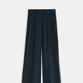 Tkané kalhoty s proužkem po stranách a širokými nohavicemi, Marks&Spencer, 1499 Kč