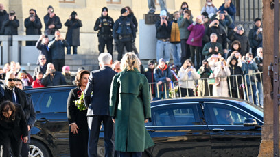 FOTO: Petr Pavel a Eva Pavlová přivítali na Hradě albánského prezidenta a jeho choť.