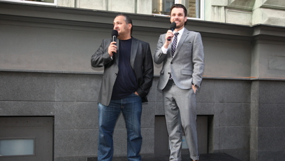 FOTO: Moderátorská dvojice Patrik Hezucký a Leoš Mareš.