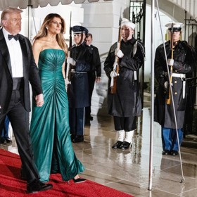 Donald Trump a Melanie Trumpová uspořádali v Bílém domě slavnostní recepci.
