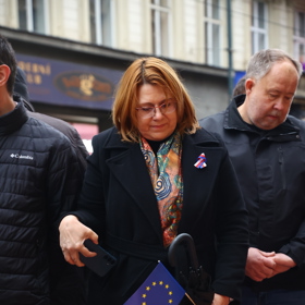 Politici na Národní třídě při příležitosti Dne boje za svobodu a demokracii.