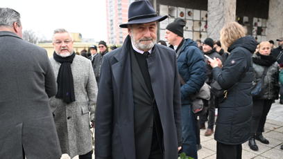 FOTO: Michel Fleischmann na pohřbu Patrika Hezuckého.