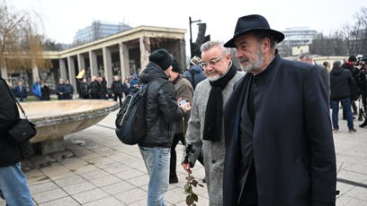 FOTO: Michel Fleischmann a Miloš Pokorný na pohřbu Patrika Hezuckého.