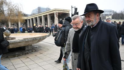 FOTO: Michel Fleischmann a Miloš Pokorný na pohřbu Patrika Hezuckého.