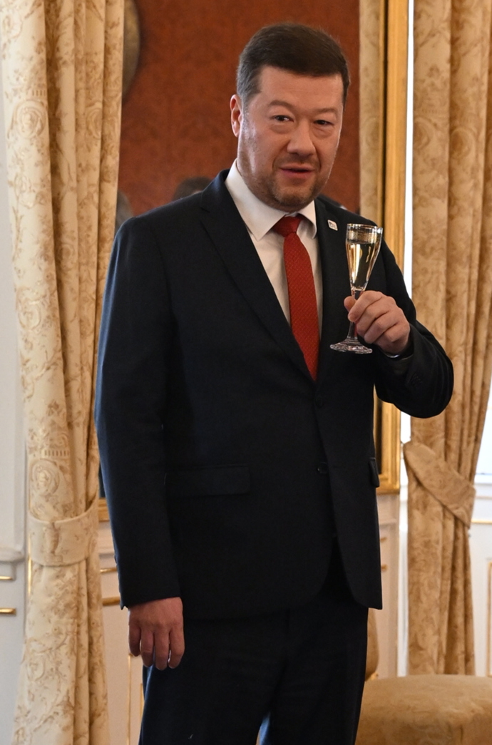 FOTO: Tomio Okamura na jmenování Andreje Babiše premiérem.