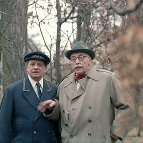 Miloslav Štibich vynikal v komediálních rolích (Miloslav Štibich a Miloš Kopecký, film Bergman a Bergman, detektivní kancelář).