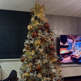 Letošní stromeček u Limberských je velice elegantní. Je vidět, že zdobení zabere mnoho hodin. 