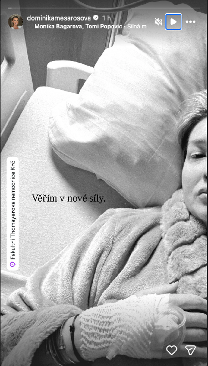 FOTO: Dominika Mesarošová v nemocnici.