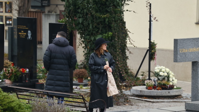 FOTO: Marta Jandová na pohřbu Patrika Hezuckého.