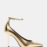 Boty na podpatku s metalickým efektem, Zara, 1299 Kč