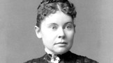 Lizzie Borden na dobovém novinovém snímku z roku 1890. 
