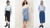 Denimové midi sukně ovládly jaro: Nosí se ty sahající ke kotníkům a v neotřelých provedeních