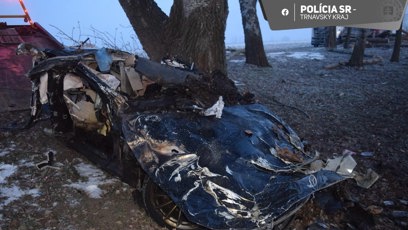 FOTO: Její auto narazilo do stromu.