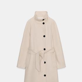 Dlouhý kabát s vlnou a vysokým límcem, Zara, 2599 Kč