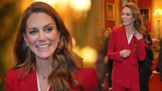 Dokonalý kalhotový kostým Kate Middleton: Vášnivá červená budoucí královnu rozzářila víc než šperky