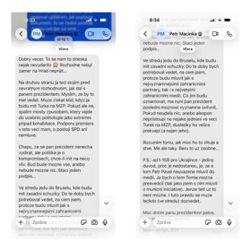 Zprávy Petra Macinky prezidentovi Petru Pavlovi.