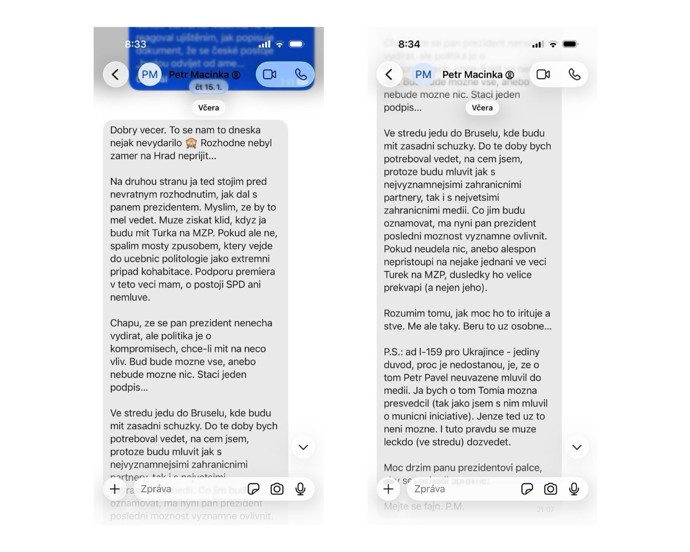 FOTO: Zprávy Petra Macinky prezidentovi Petru Pavlovi. – stránka 12