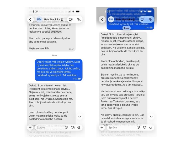 FOTO: Petr Macinka měl ve zprávách Pavlovi vyhrožovat. – stránka 11