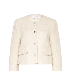 Krémové sako vás rozzáří a omladí v každém věku. Toto buklé sako s jemnou třpytivou přízí prodává značka MRS & HUGS za 3 000 Kč.