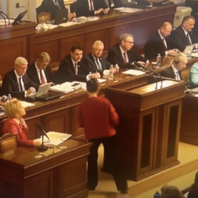 Olga Richterová z Pirátu chodila ve sněmovně pozadu.