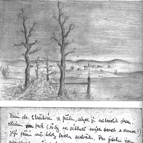 Malba a dopis Vladimíra Tekverka.