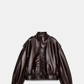 Bunda koženého vzhledu s pásky, Zara, 1499 Kč