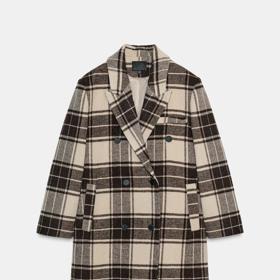 Kabát s kostkou z vlny, Zara, 4299 Kč