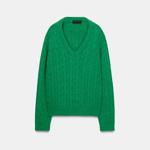 Svetr s copánky a výstřihem do V, Zara, 849 Kč