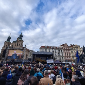 Demonstrace na podporu Ukrajiny. 
