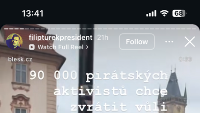 FOTO: Filip Turek zkritizoval demonstraci na podporu Petra Pavla.