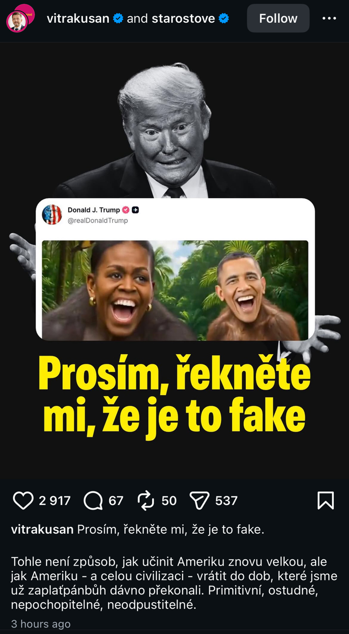 FOTO: Vít Rakušan zkritizoval přístup Trumpa.