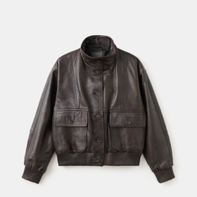 Kožená bunda s vysokým límcem, Mango, 3 999 Kč