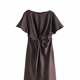 Texturované saténové midi šaty s krátkým rukávem a překroucením vpředu, Next, 1177 Kč