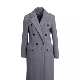 Šedý kabát přidal černobílé kombinaci další barevný akcent. Tento kousek koupíte u Orsay za 1839 Kč