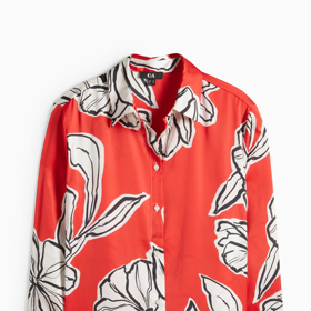 Saténová košilová halenka s květinovým vzorem, C&A, 498 Kč