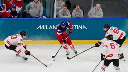 FOTO: David Pastrňák v utkání proti Kanadě.