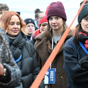 Na demonstraci přišla i herečka Sarah Haváčová (vpravo).