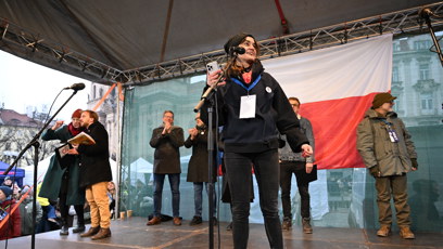 FOTO: Sarah Haváčová na demonstraci.