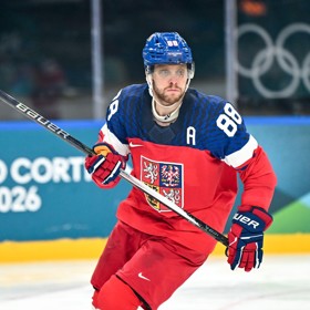 David Pastrňák v utkání proti Kanadě. 