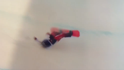 FOTO: Pád čínské snowboardistky.