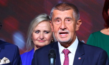 Andrej Babiš  během tiskovky.