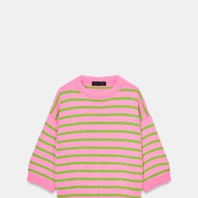 Úpletový svetr s proužky, Zara, 699 Kč