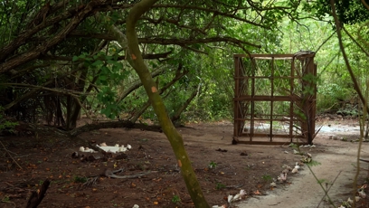 FOTO: Poražené čekal trest v podobě klece.