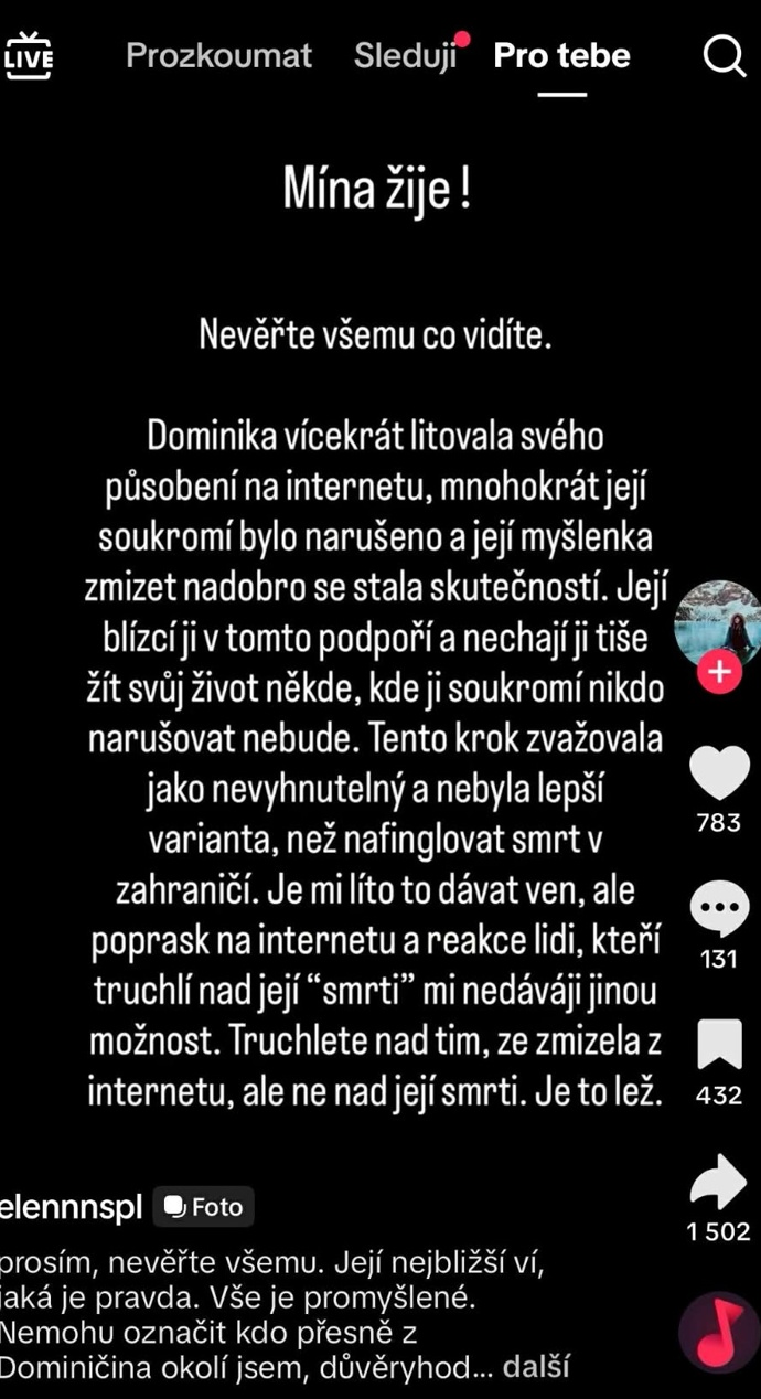 FOTO: Zesnulá Dominika Elischerová se stala terčem nechutného útoku. – stránka 109